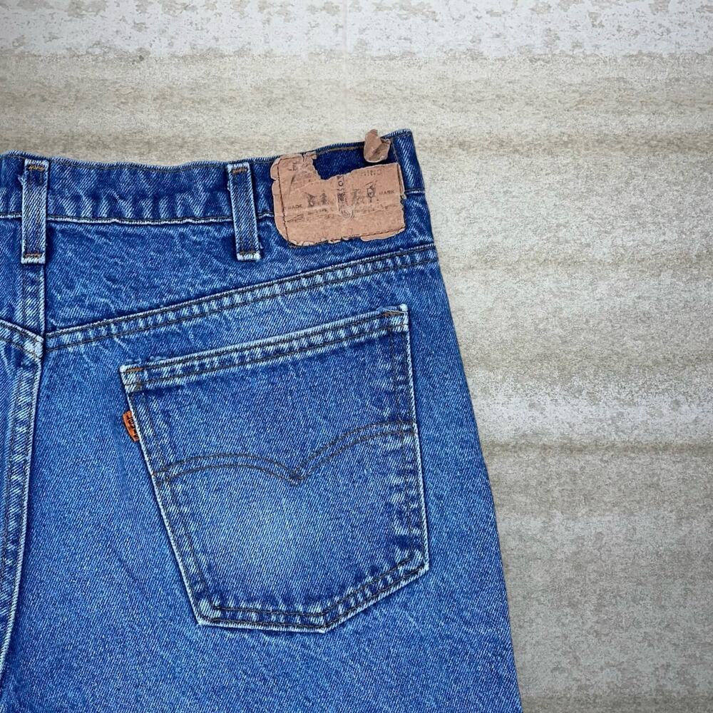 True Vintage 70s Orange Tab Levis Jeans 550 34x28 Relaxed Fit Medium Wash - Picture 3 of 6
